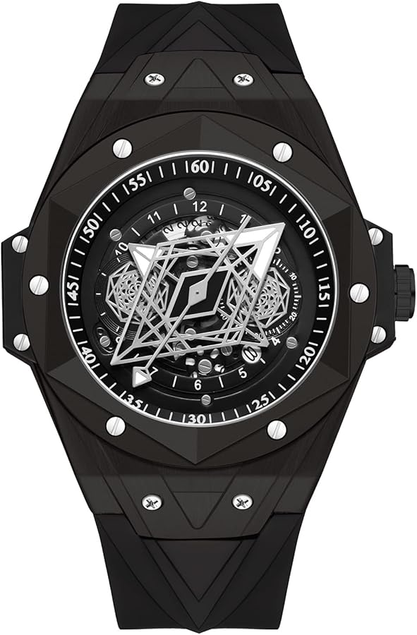 RORIOS Hombre Relojes Analogicos Cuarzo Reloj con Correa en Silicona Luminoso Deportivo Reloj Esqueleto Reloj para Hombre