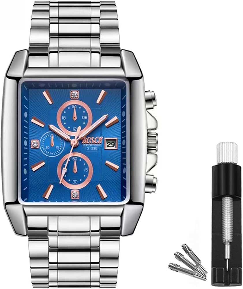 BOSCK Relojes para Hombres (sin Cronógrafo), Reloj de Hombre Analógico de 42 mm de Lectura Fácil en Acero Inoxidable para Negocios, Clásico Reloj de Lujo para Hombres Resistente al Agua 30M