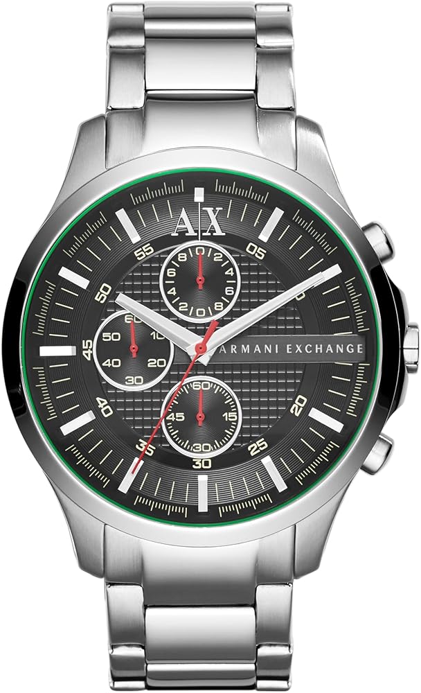 Armani Exchange Reloj para Hombre, Movimiento cronógrafo de cuarzo, 46mm Caja de acero inoxidable plateado / acero con correa de acero inoxidable, AX2163, Tono plata y gris
