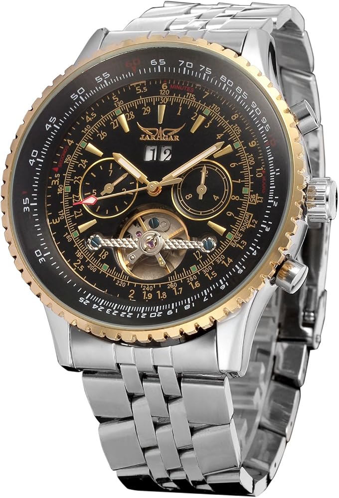 FORSINING Reloj de pulsera para hombre, impermeable, automático, de acero inoxidable, con calendario Tourbillon