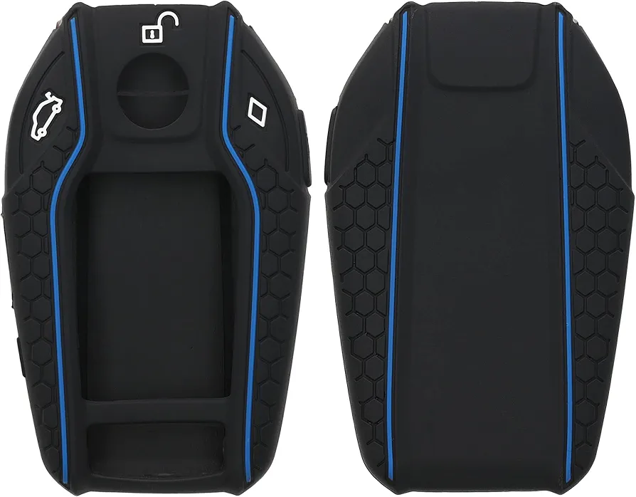 kwmobile Carcasa Compatible con Llavero de BMW Llave de Coche con Pantalla Funda - Funda para Mando de Coche de Silicona - Negro/Azul