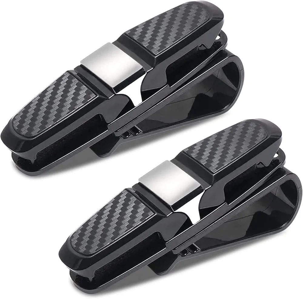 LIVESTN Soportes para Gafas de Coche, 2 Piezas Clip para Visera Solar Soporte para Gafas Visera Automóvil Soporte Gafas Universal Rotación de 180 Grados,para Gafas de Sol,Tarjetas