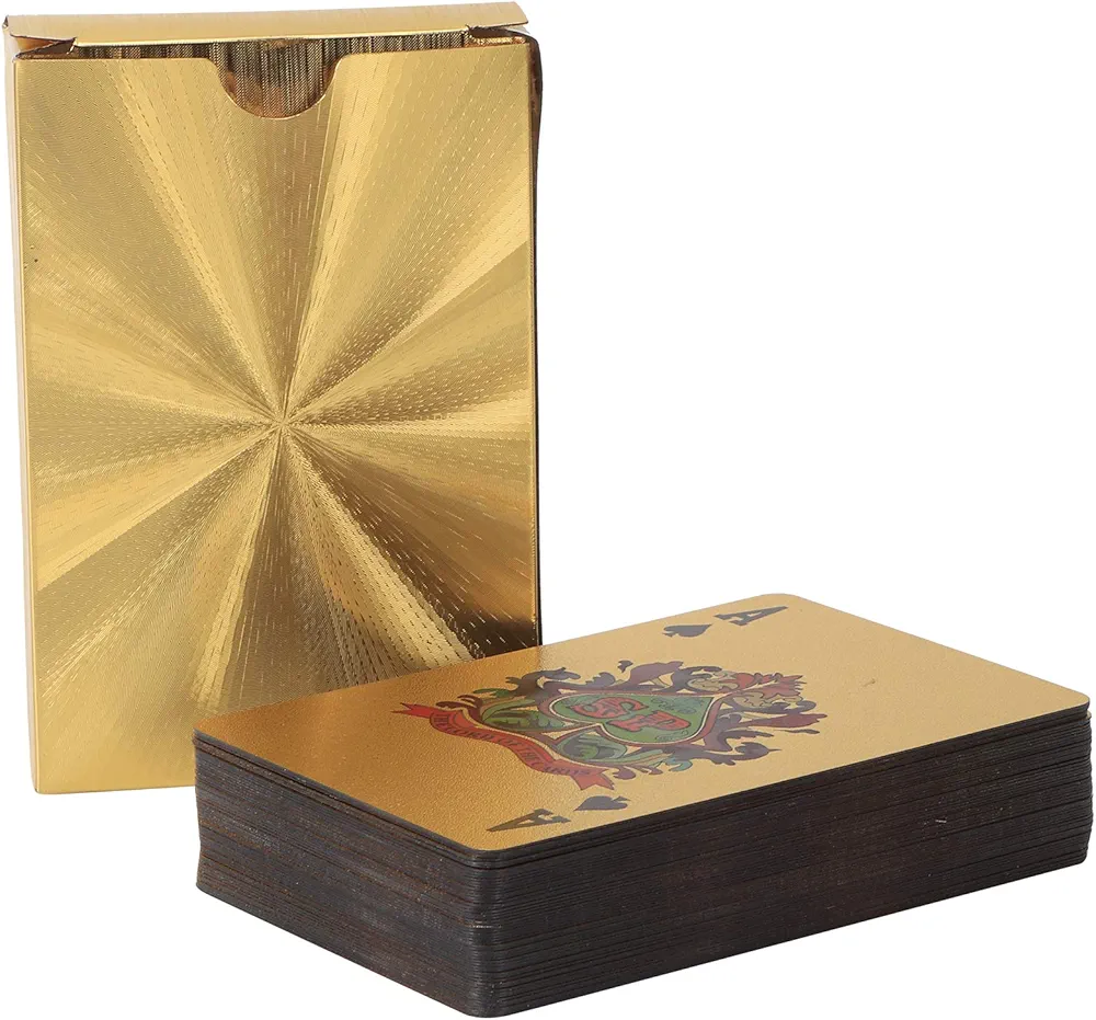 Juego De Cartas, Naipes, Juego De Cartas De Plástico Resistente Al Agua con Juegos De Mesa De Lámina Dorada, índice Estándar De Tamaño De Póquer para Fiesta, Playa, Camping, Ocio
