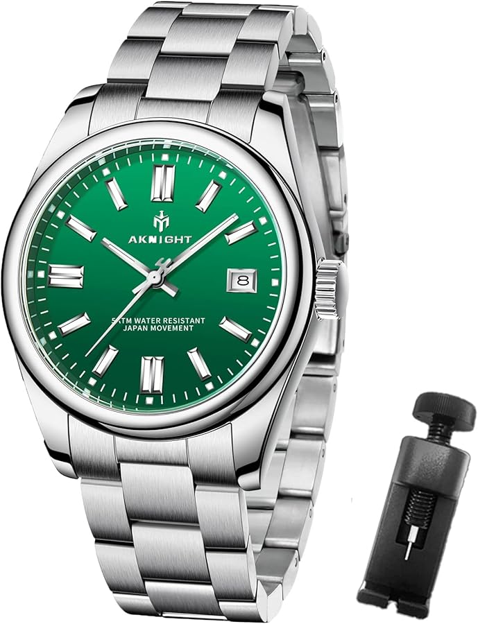 AKNIGHT Relojes para hombre, cronógrafo, impermeable, de acero inoxidable, con fecha, analógico, de cuarzo, a la moda, casual, negocios, vestir, relojes de pulsera para hombre