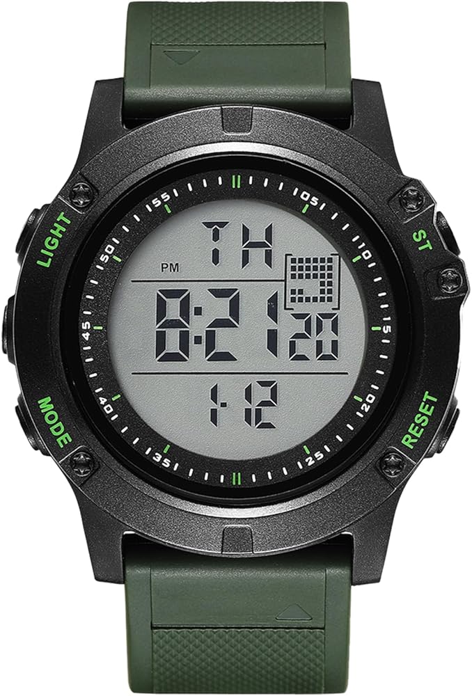 JewelryWe Reloj Digital Deportivo Militar: Relojes Táctico de Exterior Redondo para Hombre Fecha Día Despertador Cronógrafo 24 Horas EL Luminoso Correa de Caucho - Para Ocio Aire Libre Negocios Regalo