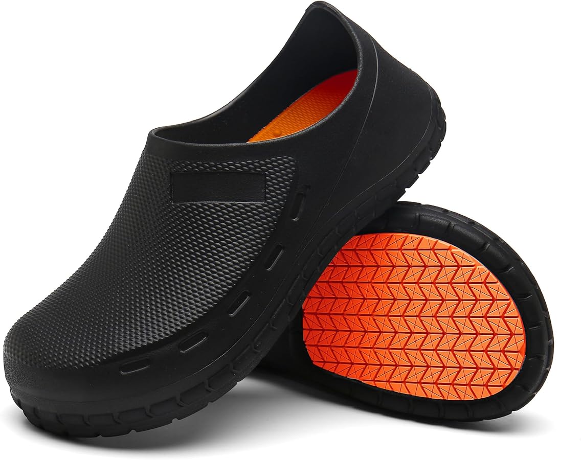 Chef Shoes for Men Nonslip Water Proof Work Shoes Mens Clogs Comfortable Nursing Nurse Shoes for Gardener Men Indoor and Outdoor for Kitchen Office Seaside-Zapatos de Cocina para Hombres