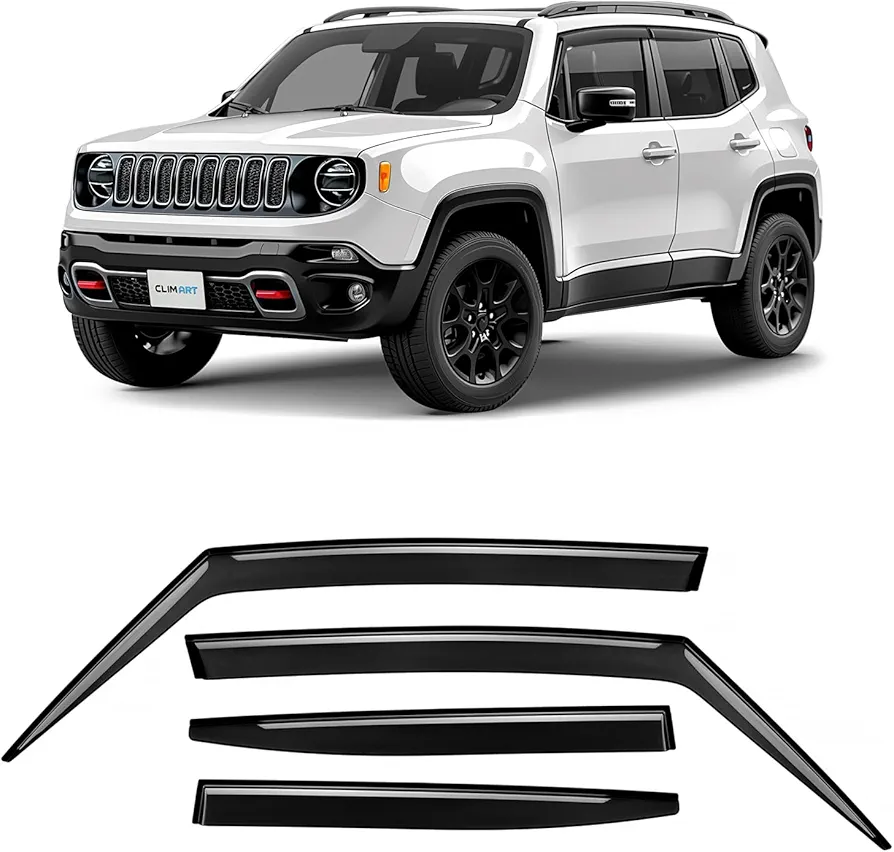 CLIM ART Deflectores de Aire para/Compatible con Jeep Renegade 2014-2024 SUV, deflectores de Viento, Cortavientos Ventana Coche, Adhesivos, 4 Unidades