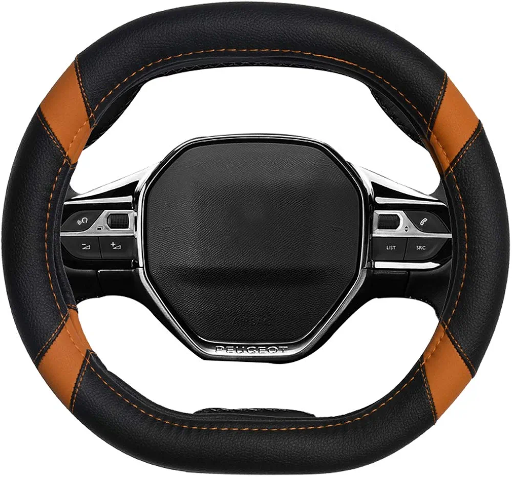 Mayco Bell Cubierta de Volante de Coche de Cuero de Microfibra Apta para 3008 4008 5008 2016-2019 508 208 2019 e-208 (Naranja)