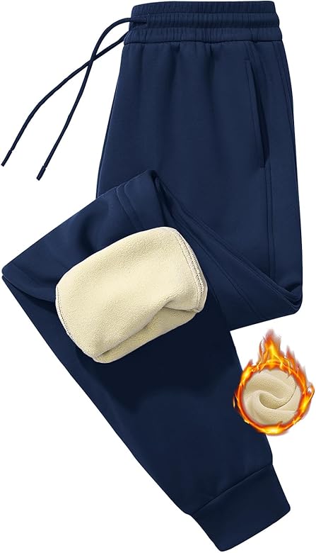 PASUDA Pantalones Chandal Mujer Invierno con Forro Polar Sherpa Pantalon Deporte Termico Mujer Largo Casuales Cómodos Pantalones Jogger con Bolsillos y Cordón Ajustable
