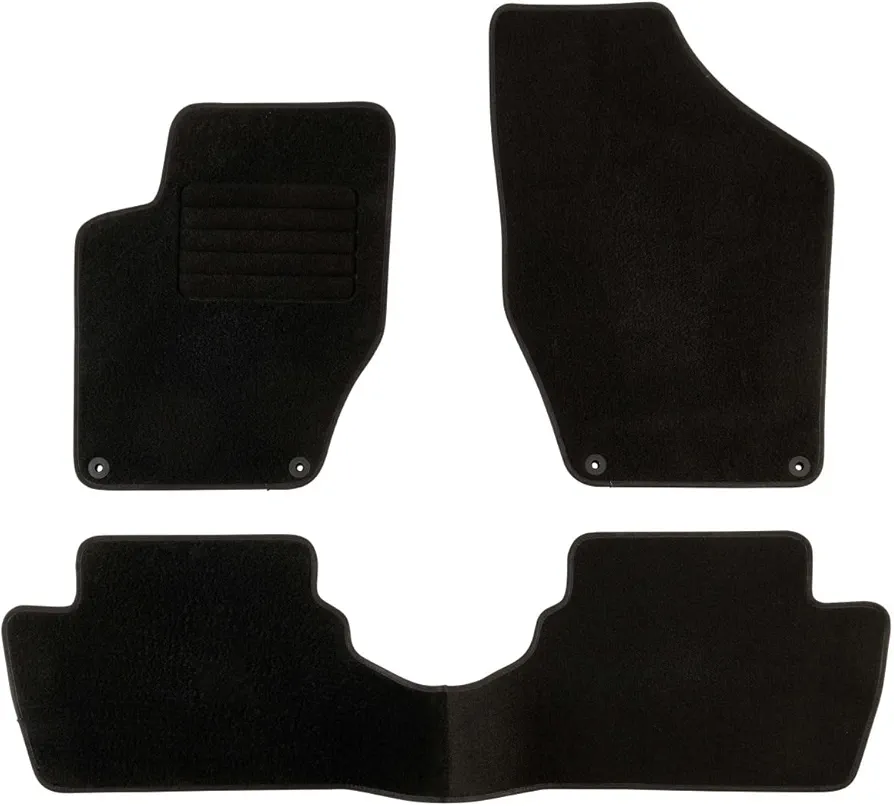 DBS 1763617 Alfombrillas de coche - A medida - Alfombrillas para coche - 3 uds. - Antideslizante - Moqueta en negro 900 g/m² - Aspecto terciopelo - Modelo Star