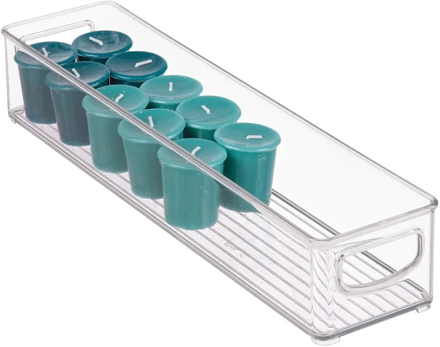 iDesign Cabinet/Kitchen Binz Caja organizadora, pequeño organizador de cocina de plástico, cajón para frigorífico alargado, transparente, 40,6 x 10,2 x 7,6 cm