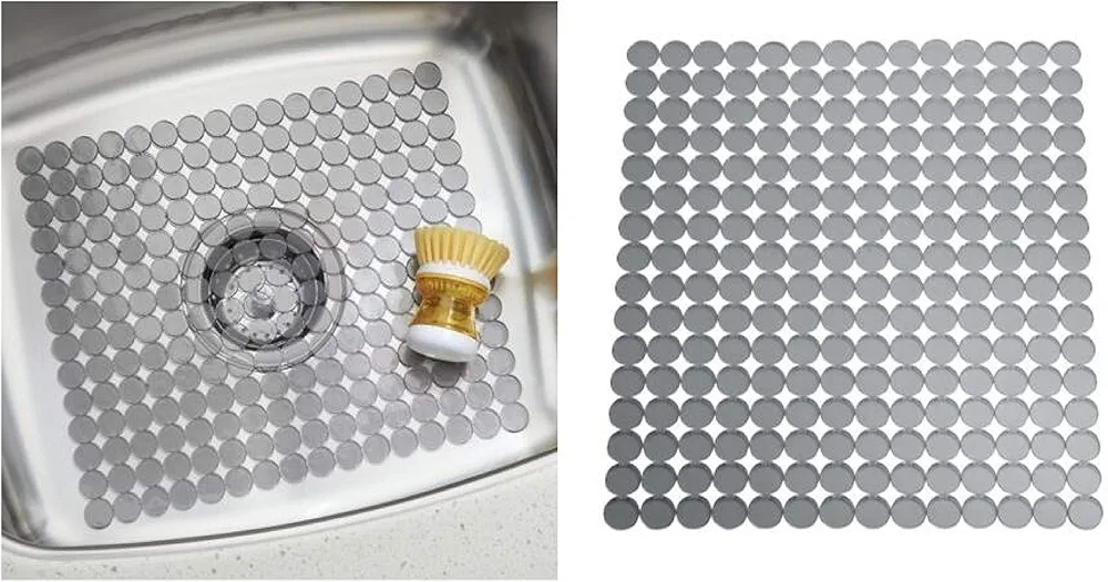 iDesign Orbz Salvaplatos para fregaderos de cocina, alfombrilla escurreplatos recortable en plástico, gris grafito