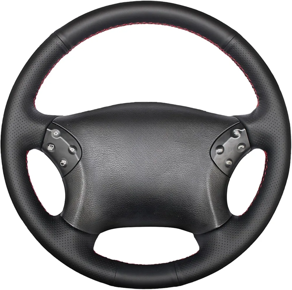 MEWANT Funda de Volante para Benz W203 C-Class 2001-2007 Cubierta de Volante Personalizada Hecha De Cuero Sintético Cuero De Microfibra Coser a Mano