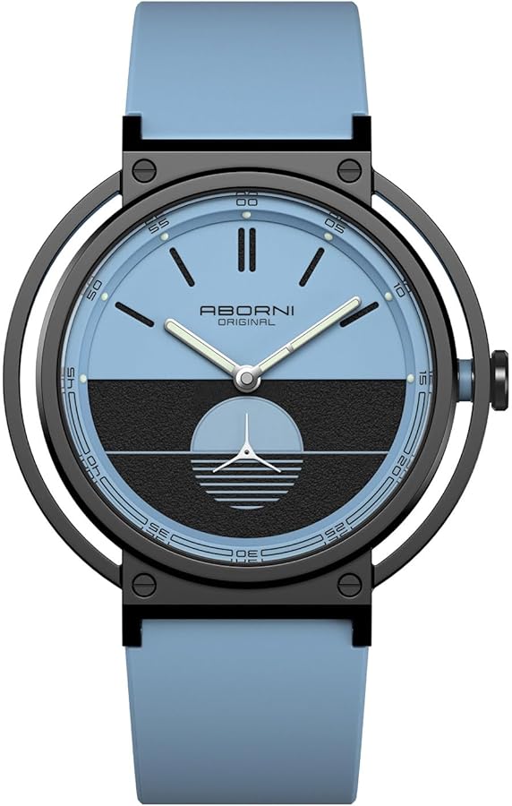 Reloj de Cuarzo Analógico de Moda para Hombre, Serie Sunrise, Chico Reloj de Pulsera Ultra Delgado Correa de Caucho de Silicona