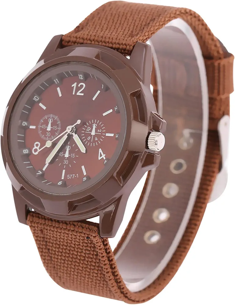 Relojes para Hombre Relojes Militares para Hombres Reloj Militar del Ejército Relojes de Pulsera Analógicos para Hombres Indicador de Fecha Campo Táctico Deportes Relojes Minimalistas(Marrón)