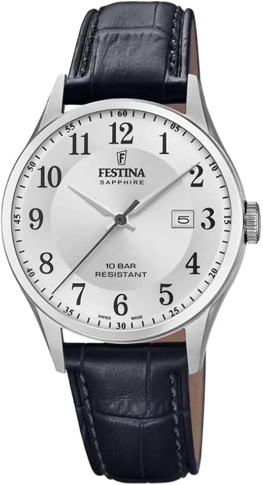 Festina Reloj Planta mecánica con Auto-Cuerda para Unisex-Adulto de Cuarzo con Correa en Cuero F20007/1