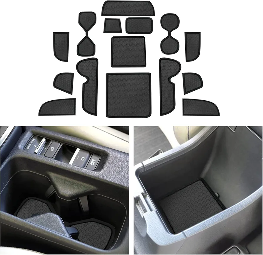CDEFG Compatible con Honda HRV 2022 HR-V, Alfombrillas de Goma Antideslizantes para Reposabrazos Consola Central Portavasos Coche Accesorios (Negro)
