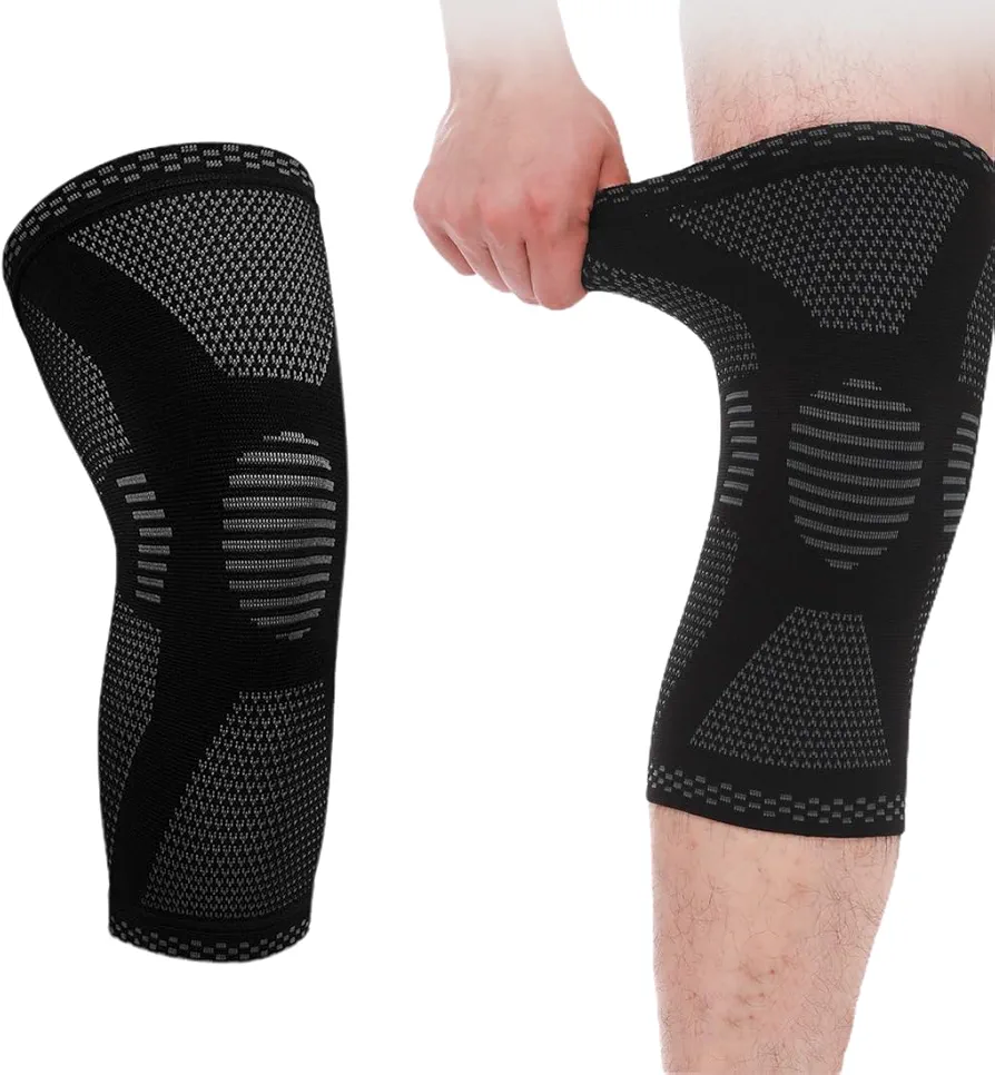 Rodillera para hombres/mujeres, rodillera ortopédica de 1 pieza, vendaje de compresión, rodilleras de gimnasio, soporte para artritis, dolor en las articulaciones, gris y negro, L (55-70 KG)