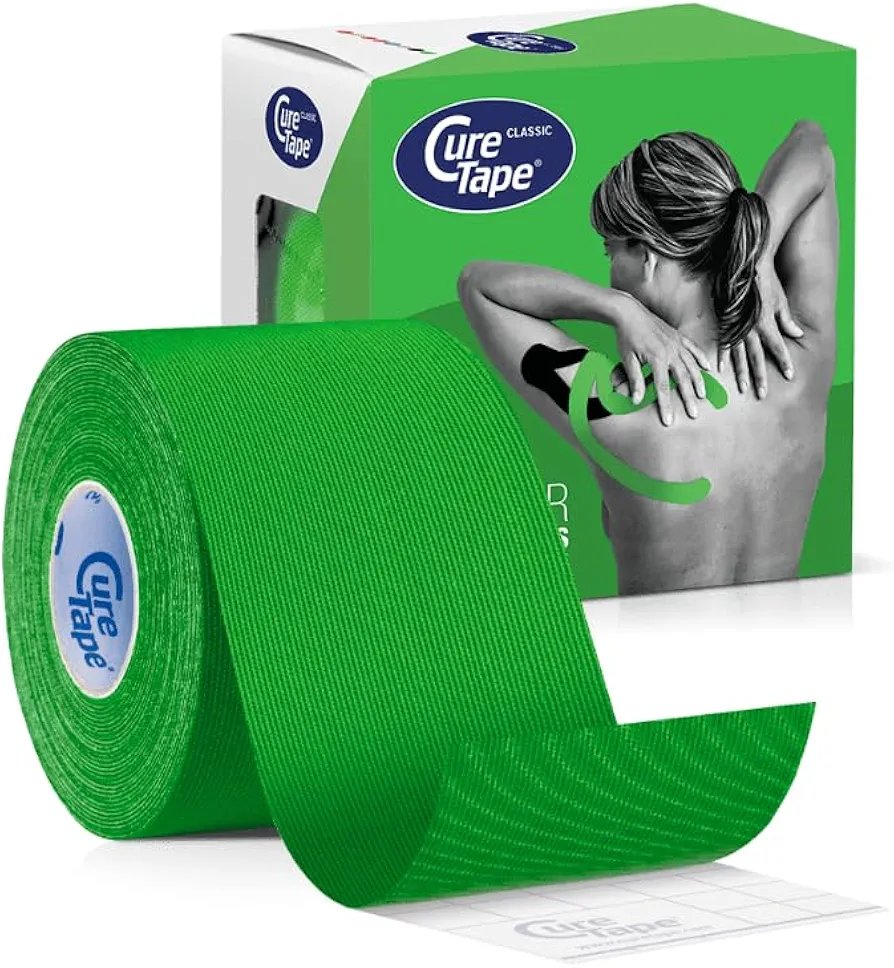 CureTape Classic 5cm | Vendaje Kinesiológico Resistente al Agua | Cinta Médica | Venda Neuromuscular | La Mejor Adhesión | Aumenta la Movilidad y el Rendimiento | Reduce el Dolor Articular (Verde)