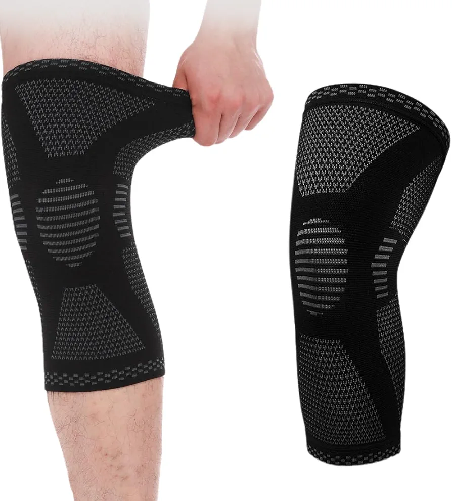 Rodillera de compresión antideslizante, 1 pieza de rodillera para hombres/mujeres, rodillera ortopédica, para artritis, correr, dolor en las articulaciones, gris y negro, XL (70-90 KG)