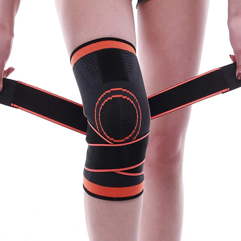 HiXB 2X Rodilleras Deportivas Rodilla de compresión para Crossfit Correr Deportes Baloncesto Desgarro de Meniscos Artritis Alivio para el Dolor en Las Articulaciones,Orange,S