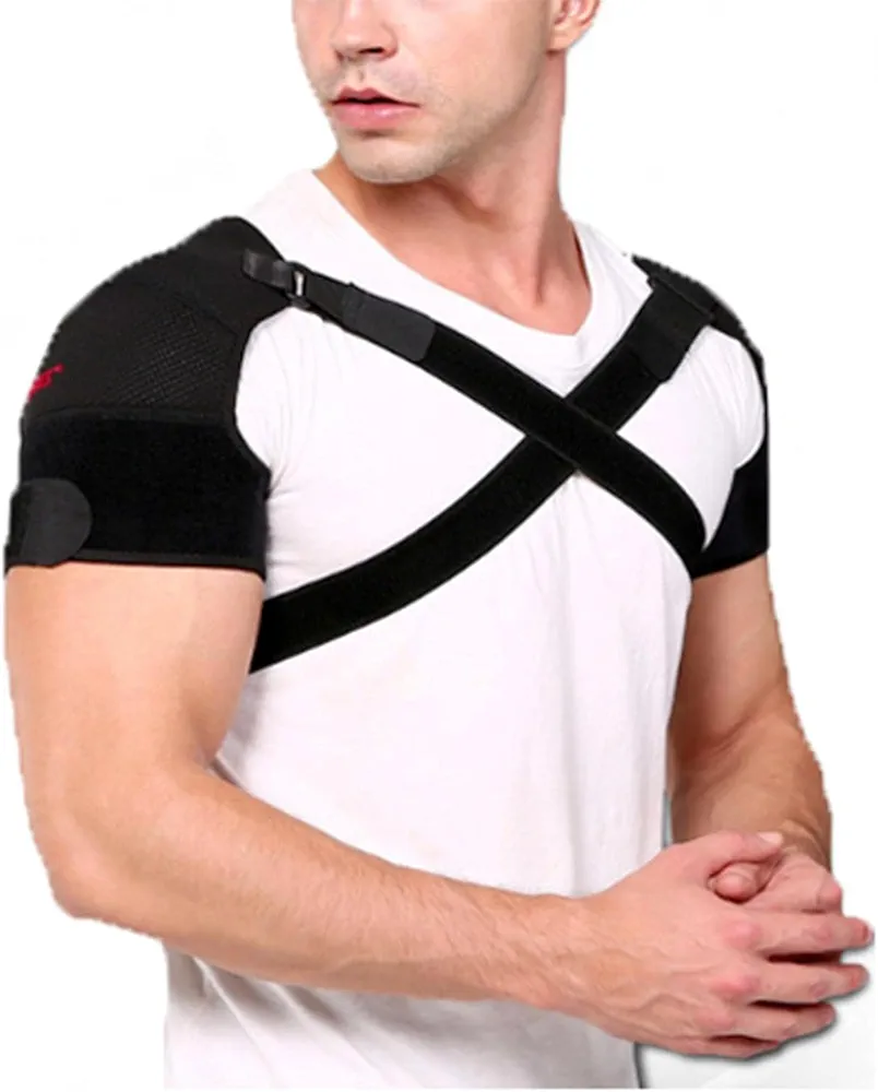 XLDECOR Correa de Soporte de Hombro,Soporte de Hombro Doble para Hombres,Manguito Rotador, Articulaciones Dislocadas, Alivio del Dolor Muscular, Esguince Izquierdo y Derecho para Prevención,M