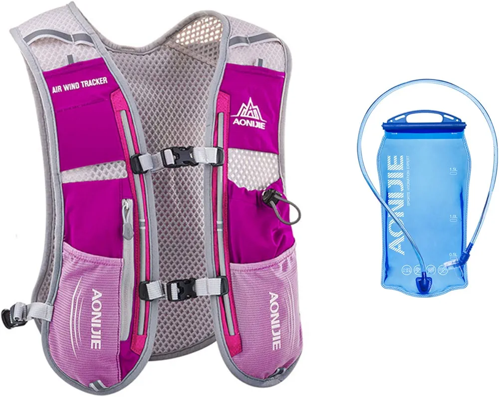 Win.Deeper Profesional Hombre Mujer 5L Chaleco de Hidratación Ligero Superior Mochila para Trail Running Ciclismo