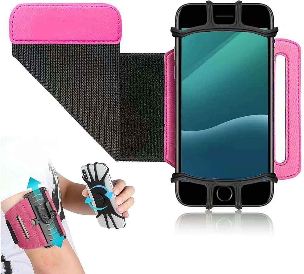 TICKLELY 1 Articulo Brazalete para Móvil Running - Porta Móvil Compatible para Correr, Brazalete Deportivo Ajustable y Giratorio, Accesorios Running Esenciales（Rosa）