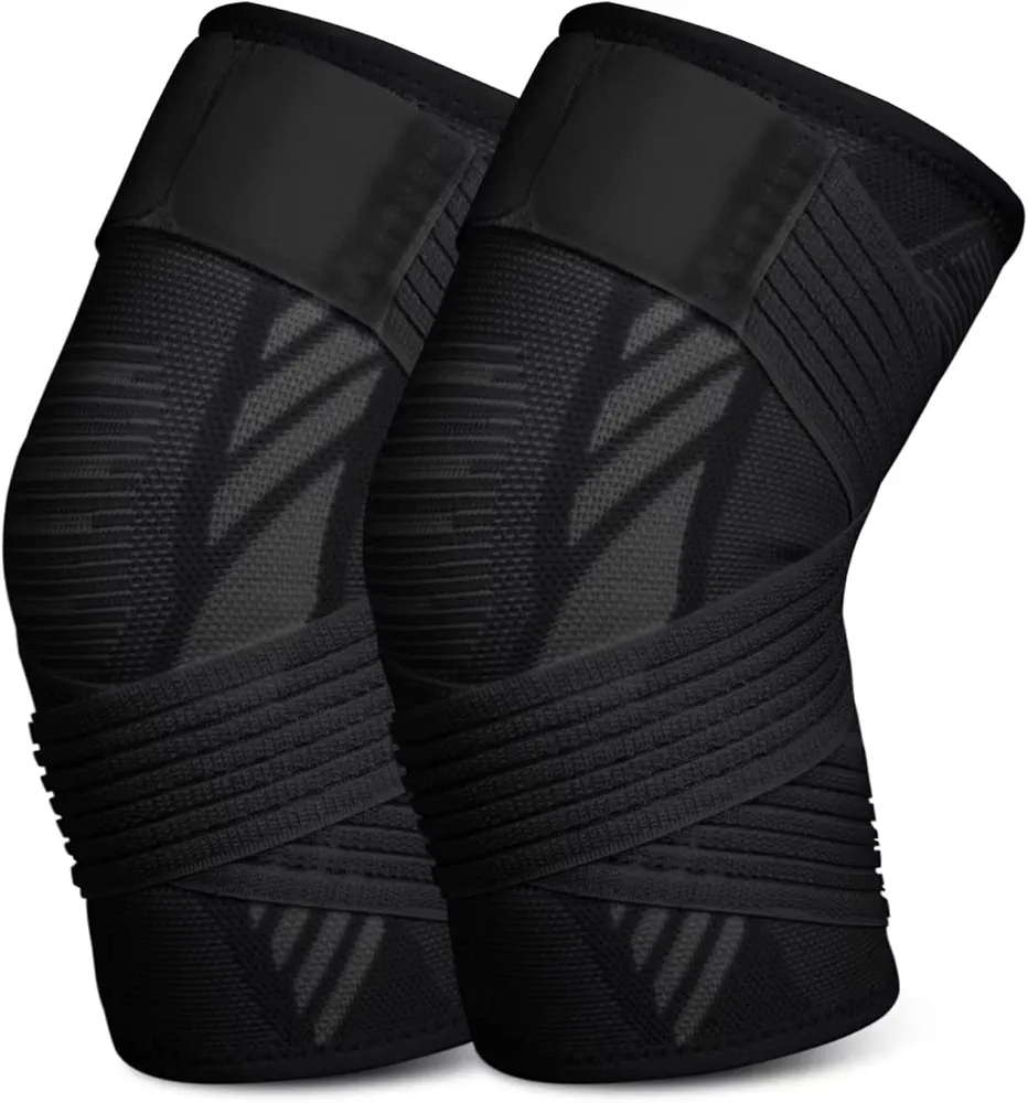 Rodillera deportivas para mujeres y hombres 1 par Rodilleras menisco y ligamento rodillera de compresión para deportes, dolor articular, tendiniti (negro, L)