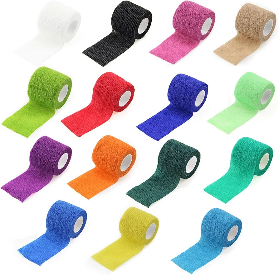 Vendas autoadhesivas de 15 piezas, vendas elásticas transpirables, cinta deportiva no tejida, vendas de fitness, vendas absorbentes de sudor de color sólido para protección deportiva, mascotas, etc.