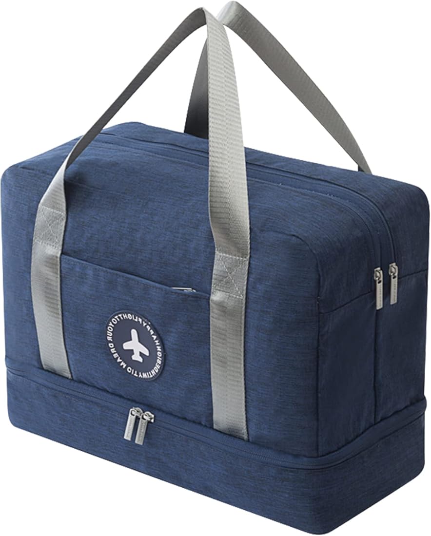 anshuke Impermeable Bolsa de Deporte con Compartimento para Zapatos Bolsa de Gimnasio Grande Bolsa de Viaje Bolsa Fin de Semana para Hombre/Mujer, 20L (Azul Marino)