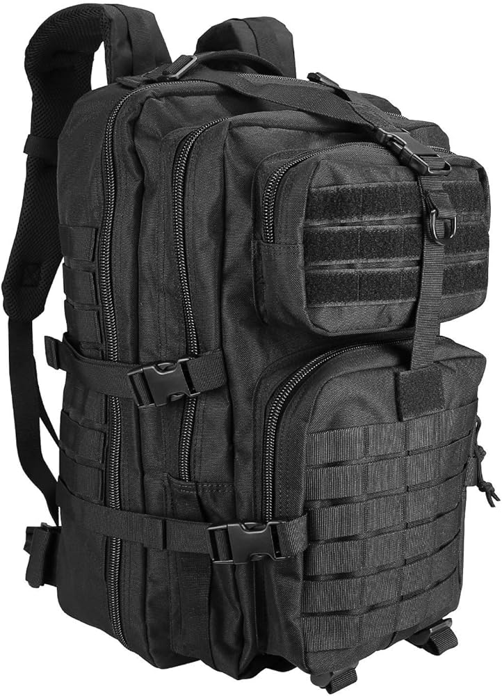 ProCase Mochila táctica militar de 42 L, gran capacidad, 3 días, resistente al agua, para camping, caza, pesca, actividades al aire libre, deportes, color negro, Negro, 45.7 ×33.5×29.5 cm, Rucksack