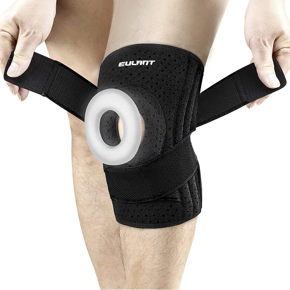 ONTYZZ Rodilleras Deportivas Unisexo Rodilleras Neopreno Soporte para las Rodilleras Ajustablescon Velcro y Estabilizadores Laterales Flexibles Protección de la Rodilla Negro/1 pieza