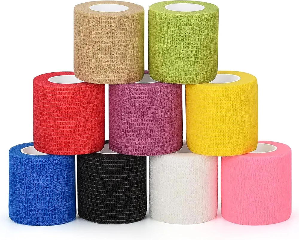 SEADESKY 9 Rollos Venda Cohesiva Autoadhesivas Banda Venda Cinta Bendaje Adhesiva Venda Elastica Deportiva Tape Crossfit Vendaje Elastico Cohesive para Deportes Mano Brazo Pie Articulación Dedo