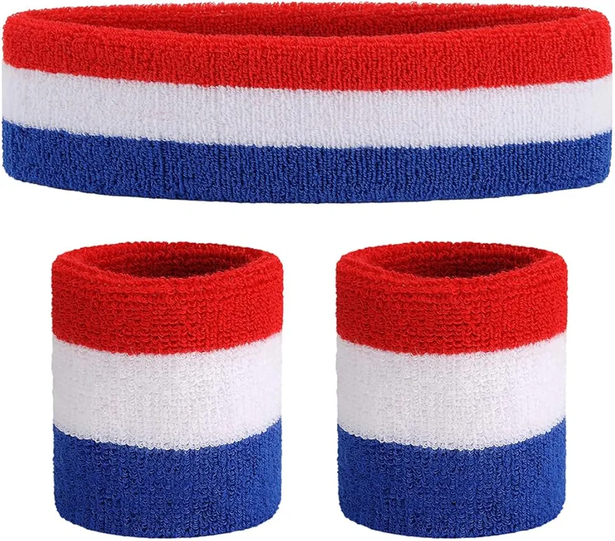 3 Piezas Muñequeras muñequeras de Diadema Set Diadema Deportiva Muñequeras con Banda de Toalla Muñequera de Tela de Toalla Ejercicio atlético Muñequera de Baloncesto(Serie 1)