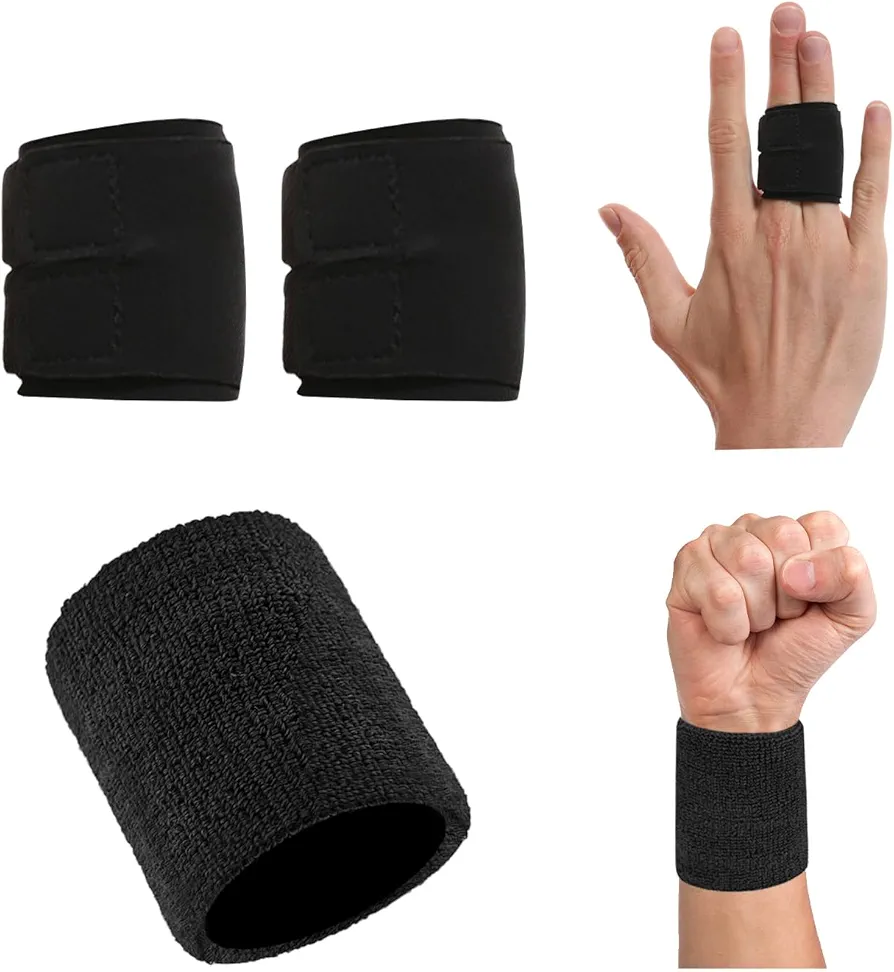YSDYY 2 Férulas Para Dedos, 1 Muñequera Deportiva, Férula Para Dos Dedos, Set De Asistencia Deportiva, Vendaje Elástico Ajustable Para Dedos, Protector De Dedos Para Protección De Articulaciones