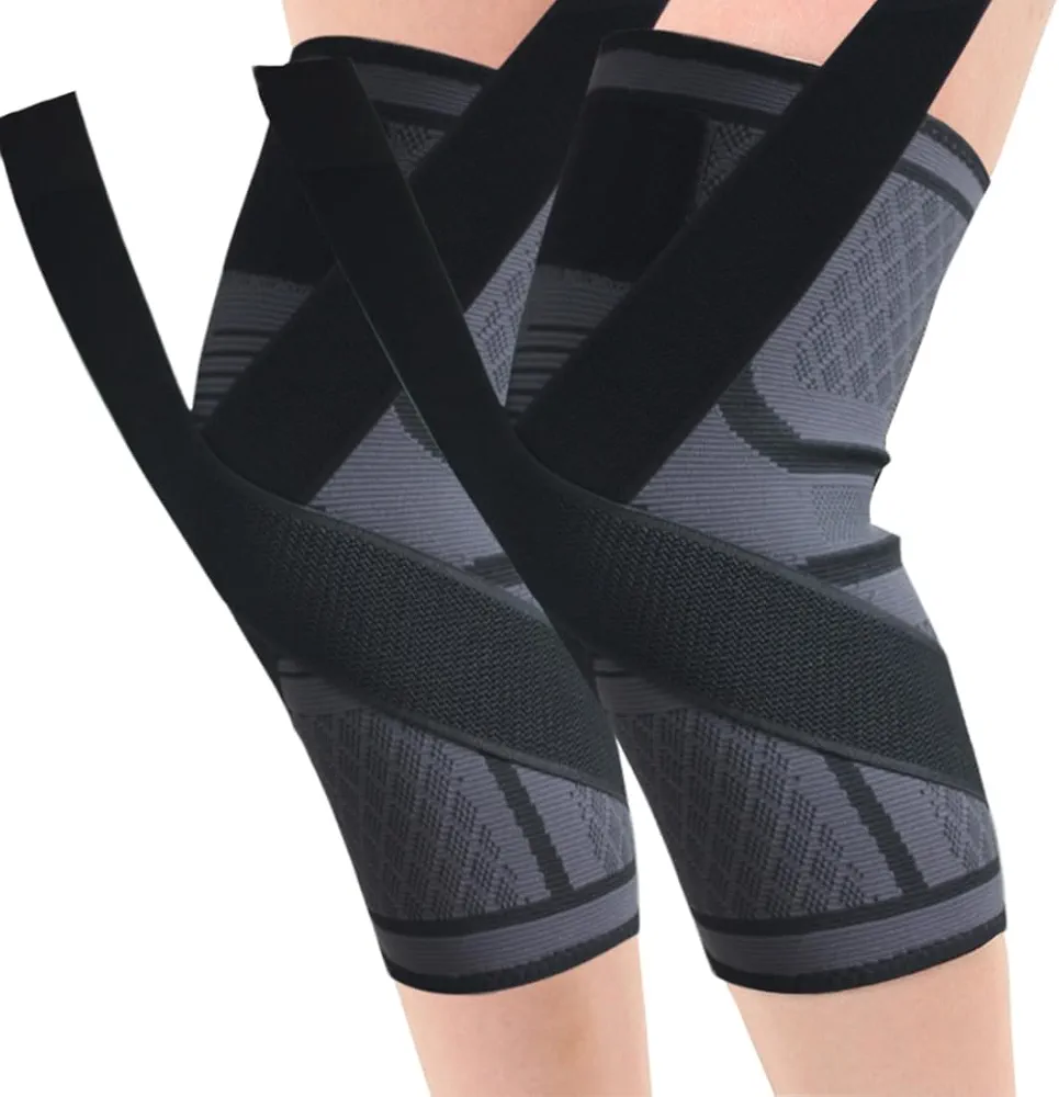 VURYAPI 2 Piezas Rodilleras Menisco y Ligamento, Rodilleras Gym Compresion, Rodillera Voleibol para Rotuliana, Desgarro de Menisco, Aliviar el Dolor en Articulaciones, Baloncesto, Running, Deporte