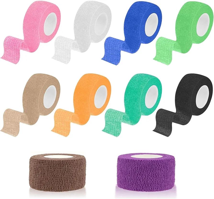 Venda Cohesiva, Vendas Elasticas, 10 Rollos 2.5 cm x 4.5 m Vendas Autoadhesivas, Vendajes Autoadhesivos Deportivo, Esparadrapo Deportivo, para Deportes Mano Brazo Pie Dedo Articulación