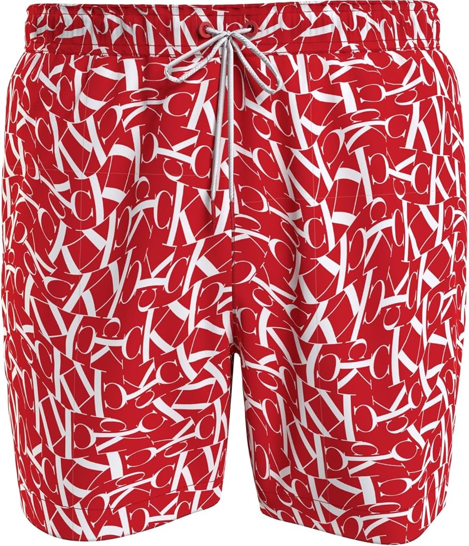 Calvin Klein Sea Boxer CK Piscina Hombre bañador con Logo Estampado Bolsillos y cordón en la Cintura artículo KM0KM00802