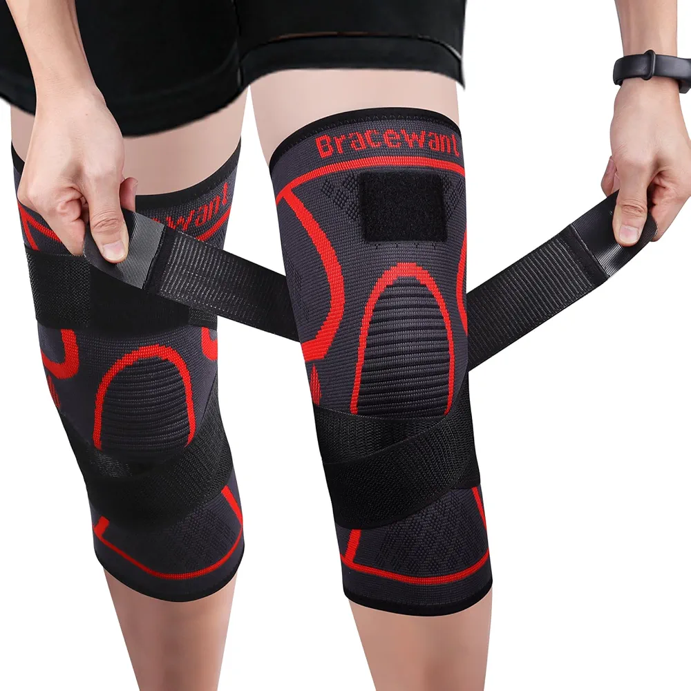 JoaSinc Rodillera Menisco y Ligamento, Rodillera Compresion con Cinta Elástica para Hombre y Mujer, Rodilleras Deportivas para Artrosis Rodilla, Gym, Crossfit, Dolor Articular, Tendinitis, Correr, L