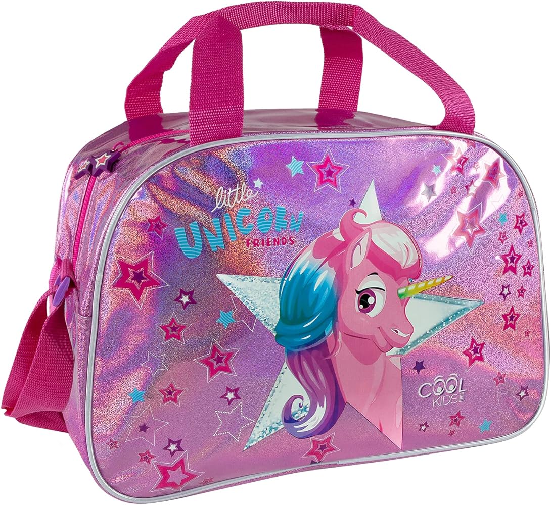 PERLETTI Bolsa Deporte para Niñas con Bandolera Colorida - Bolso Deportivo Niña para Viajes y Tiempo Libre - Mochila Gimnasio para Chicas con Estrellas y Detalles Reflectantes - Tamaño 28x41.5x21