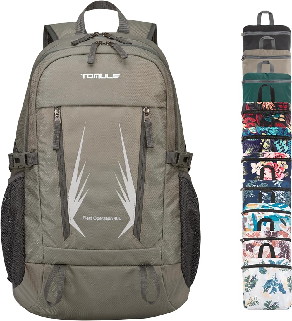 Tomule Mochila Trekking Senderismo Impermeabile Deporte Montana Bicicleta Playa Portatil Plegable Bolsa Viaje Accesorios Trabajo Hombre Trail Mujer Regalo Para Gimnasio Infantil 40L