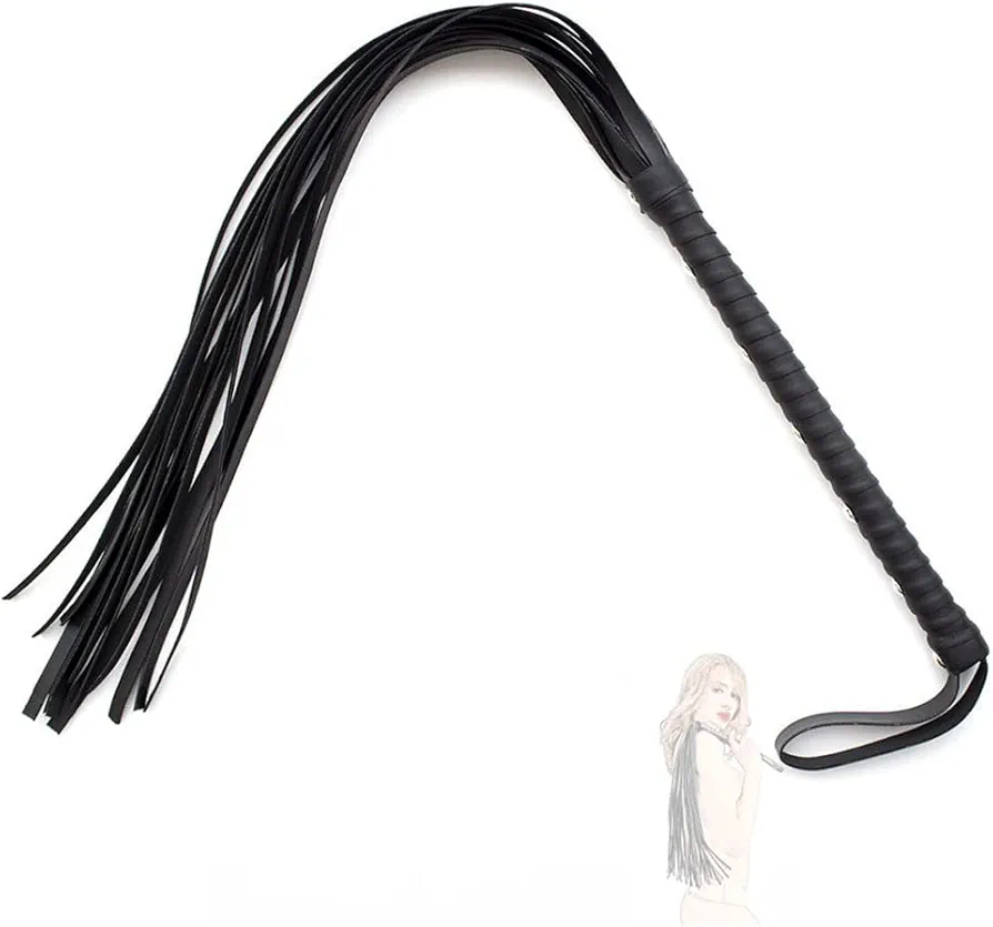Batiente Deportivo de Cuero Negro para látigo Ecuestre, artículo de Pareja burlón (Negro)