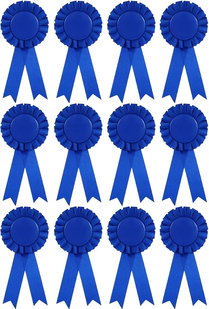 Hsthe Sea Paquete de 12 medallas de rosetas, medallas de ganadores Azules, artículos para Fiestas, para Eventos Deportivos, aulas, espectáculos de talentos, medallas