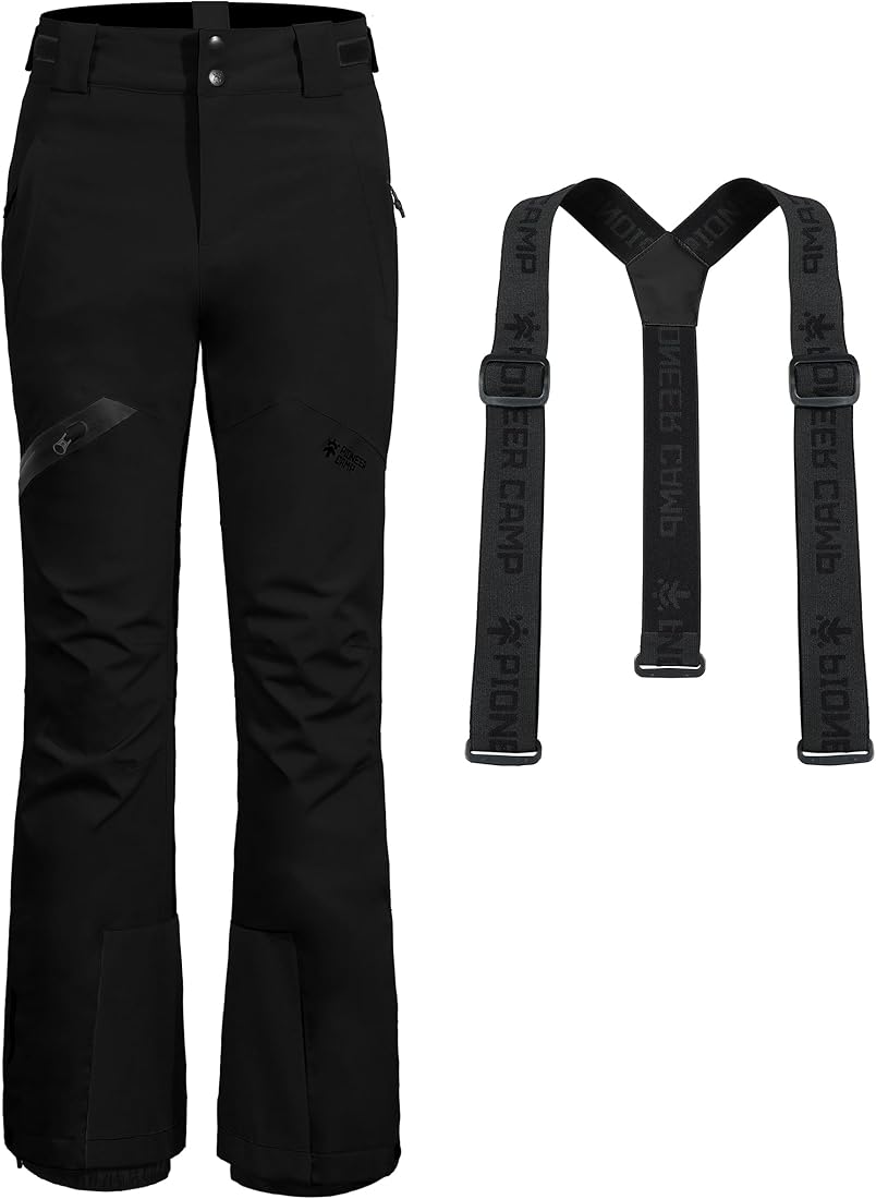Pioneer Camp Pantalones de esquí para Mujer, Impermeables, Costuras Selladas, Polainas de Nieve integradas, Rodillas articuladas, Tirantes Desmontables Ajustables