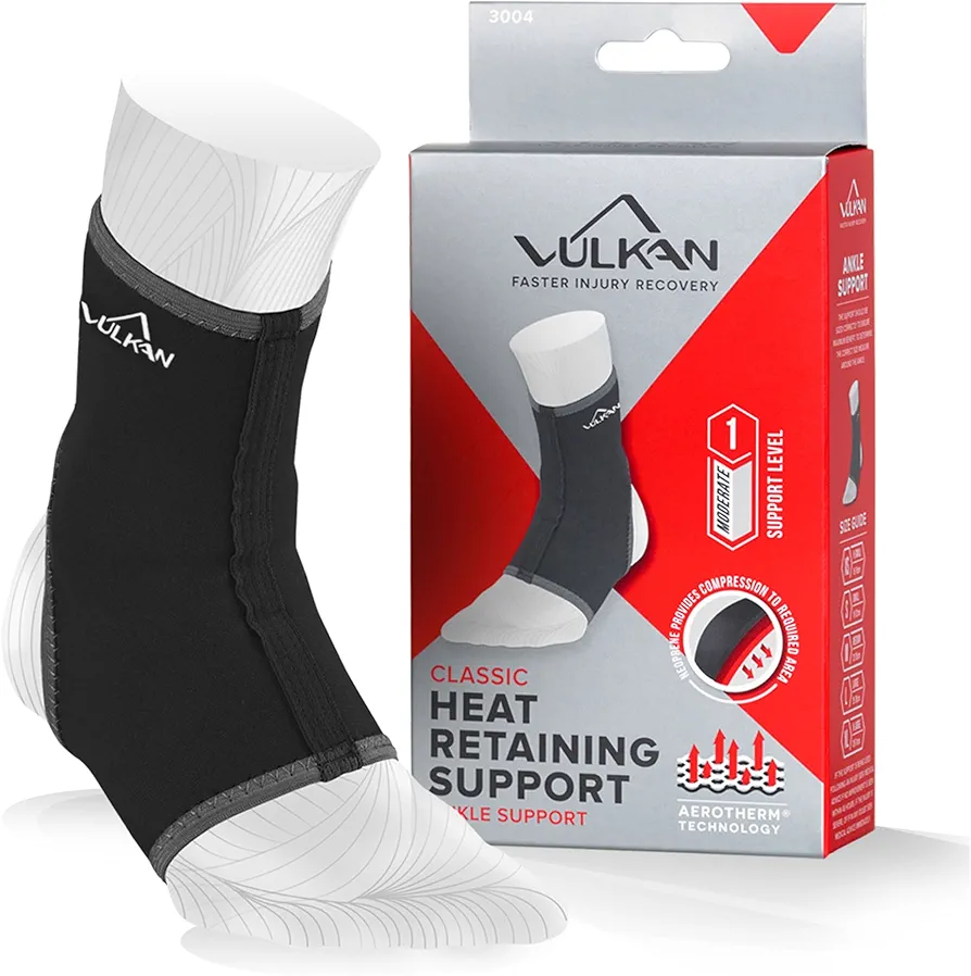 Vulkan - Tobillera clásica 3004, mediana, compresión transpirable para esguinces, tensiones, artritis, dolor de articulaciones, tobillos débiles, uso durante deportes, ejercicio, hombres y mujeres