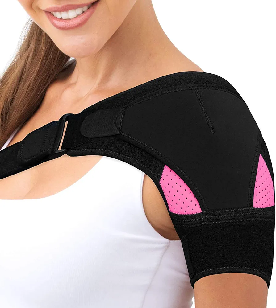 KONAMO Hombrera para mujer, neopreno, doble soporte para las articulaciones del hombro, prevención y recuperación de lesiones, lesiones deportivas, hombros artríticos.