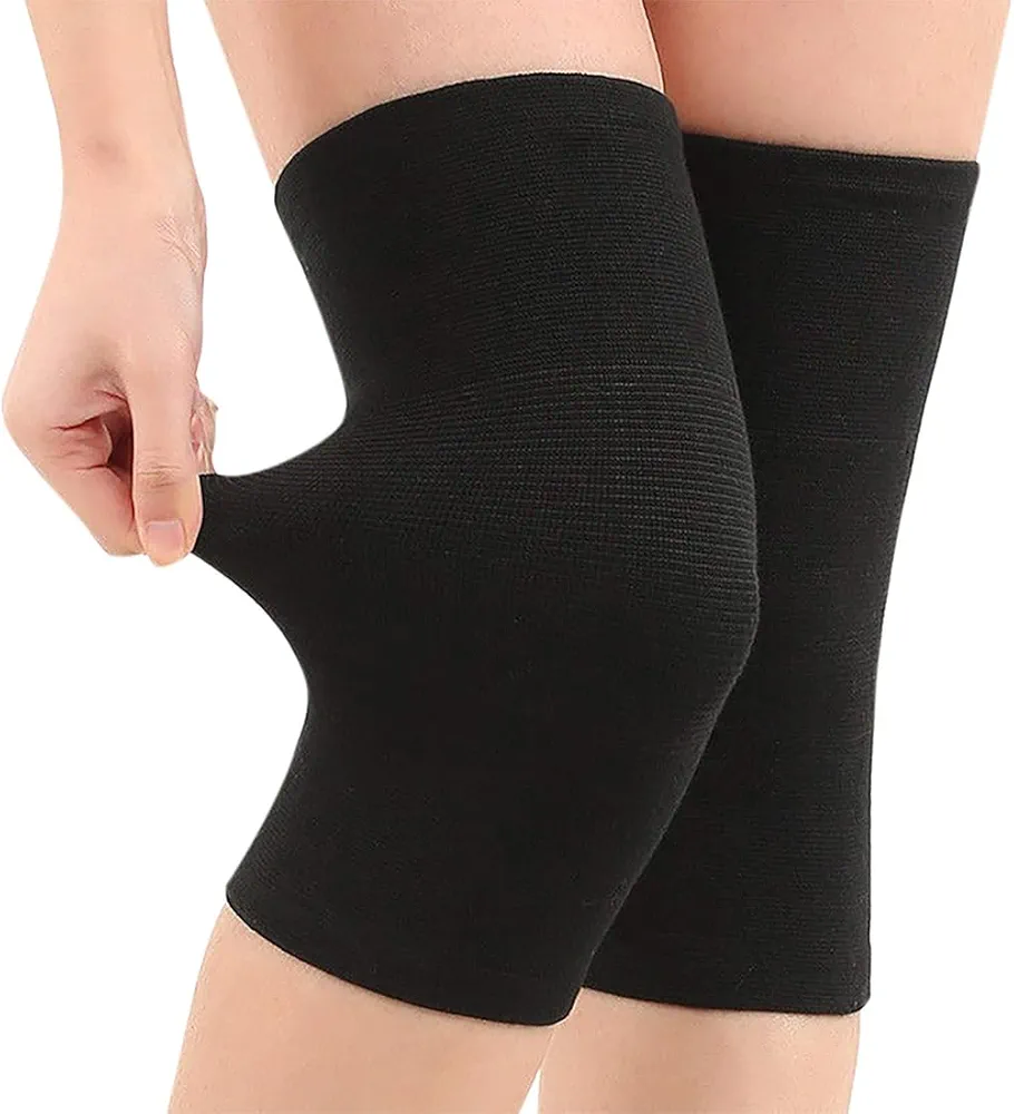 QIBZI Rodilleras Las rodilleras ortopédicas elásticas negras sostienen la rodilla y alivian los dolores y esguinces de las articulaciones (talla L)