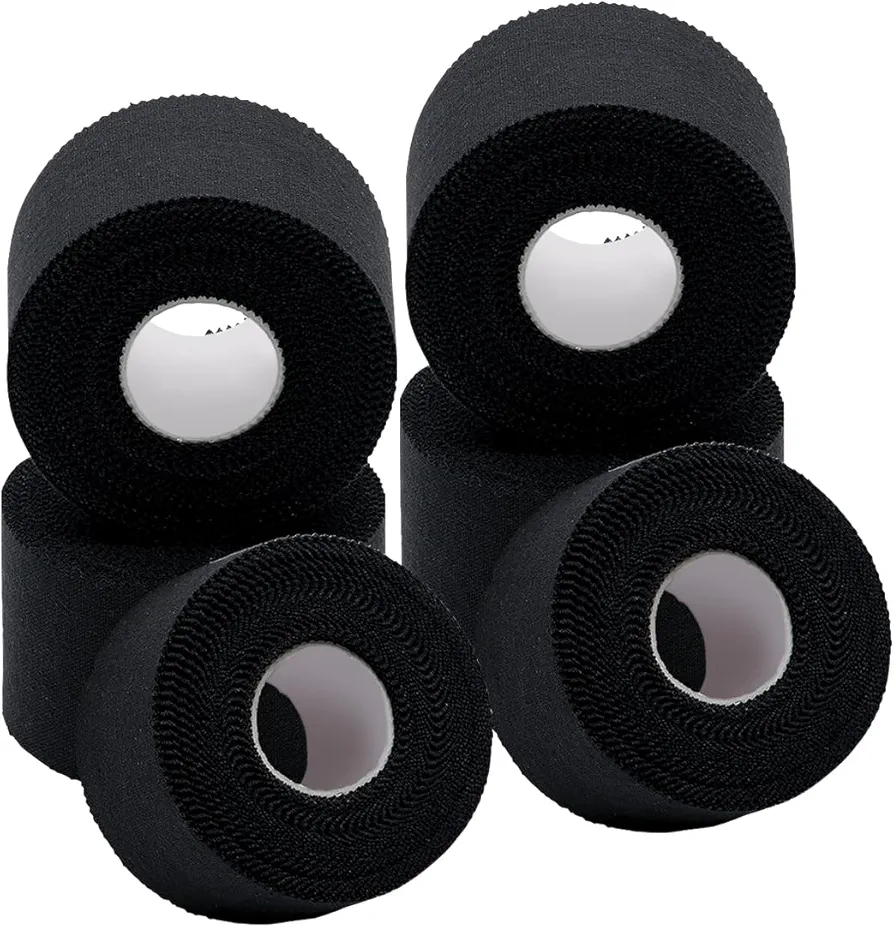 Cinta Adhesiva Deportiva, 6 Rollos 3.8cm x 9.14m Tape Vendaje Deportivo, Vendas Autoadhesivas Inelástica para Estabilizar y Proteger las Articulaciones Durante el Ejercicio (Negro)
