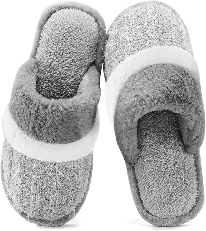 GOEWY Pantuflas acogedoras para mujer, zapatos de casa peludos para interiores y exteriores, con suela antideslizante de espuma viscoelástica, regalos para mujeres, mamá, novia, damas